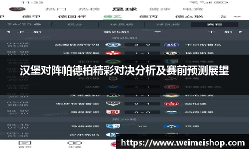 汉堡对阵帕德柏精彩对决分析及赛前预测展望